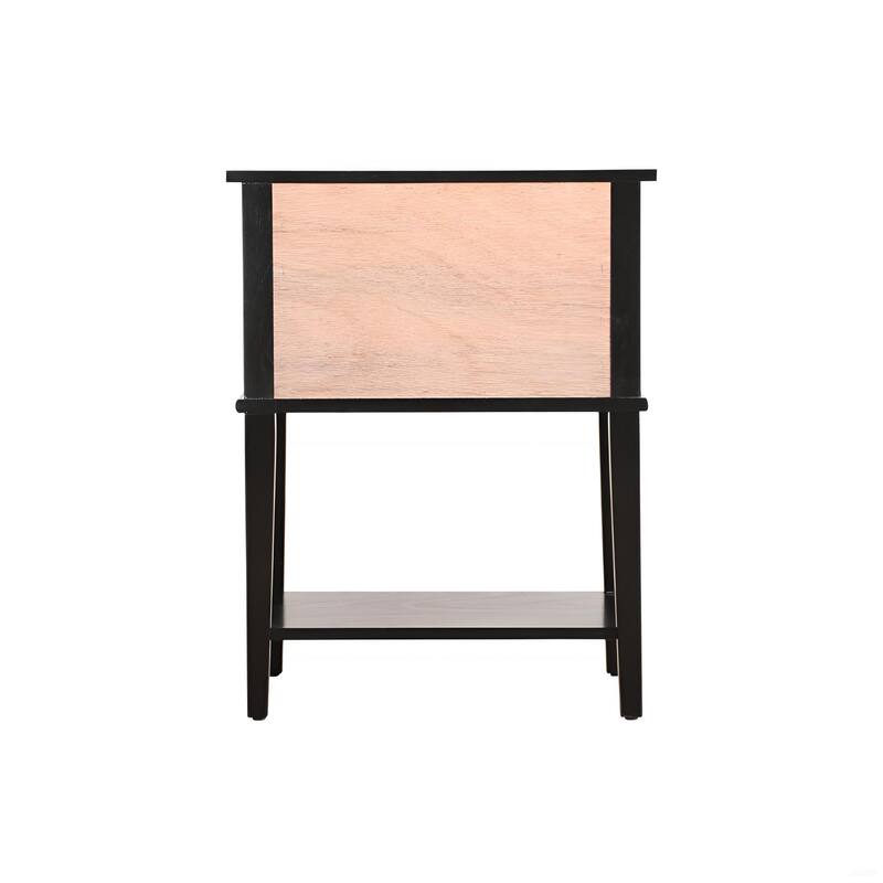 Black Minimalist Nightstand with Open Shelf