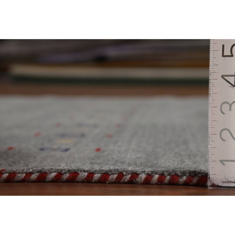 Hand Knotted Oriental 100% Wool Carpet Tribal Animal Pictorial Greys & Charcoal Gabbeh Area Rug - 7' 9'' X 5' 1''