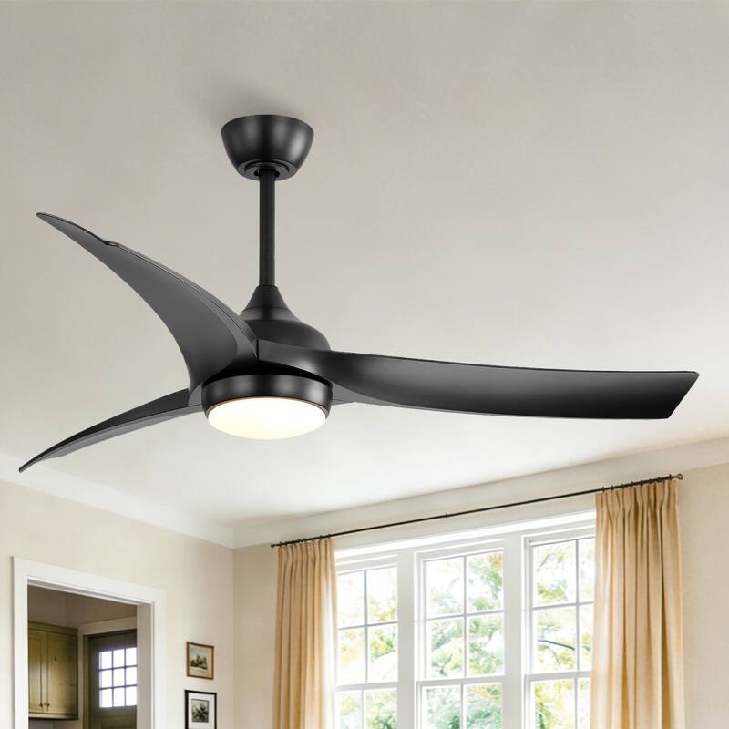 52 inches Indoor/Outdoor Ceiling Fan with Light Kit and Remote Control,DC Motor,3 CCT LED Dimmable for Bedroom Living Room Patio - Black