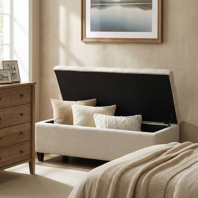 Upholstered Storage Ottoman Bench for Bedroom, Entryway & Foot Rest