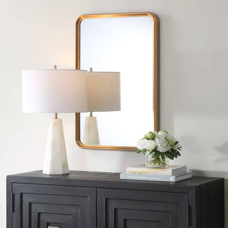 Copper Grove Champagne Gold Leaf Wood Wall Mirror