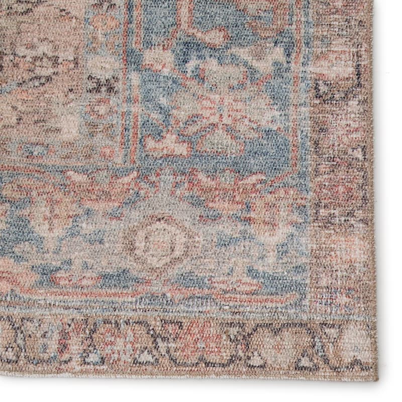 Machine Washable Gracewood Hollow Chambers Blue/ Beige Medallion Area Rug