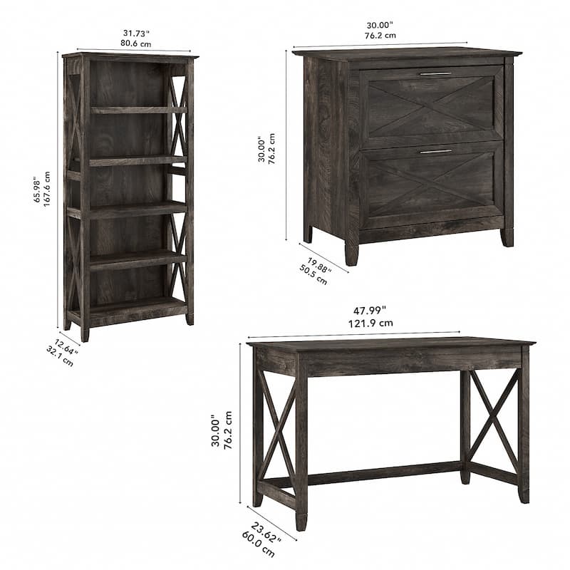 Key West 48W Writing Desk with Cabinet and Bookcase by Bush Furniture