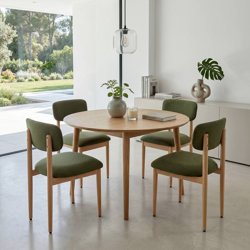 Modern Upholstered Dining Chair with Solid Wood Legs Side Chair for Kitchen Dining Room Living Room (Set of 2)