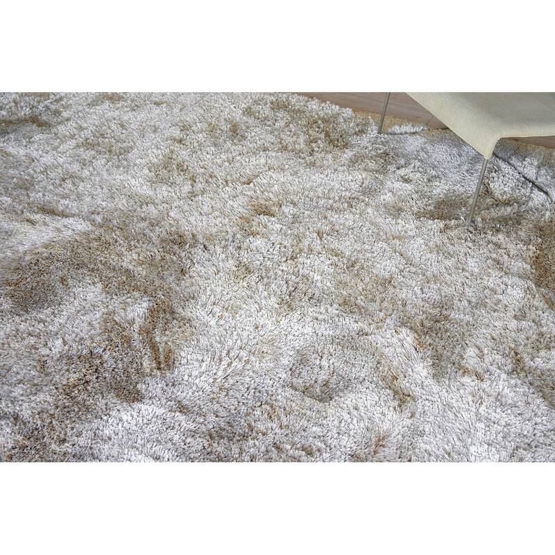 Exquisite Rugs Sumo Shag Handmade Handloomed Polyester/Microfiber Beige Area Rug