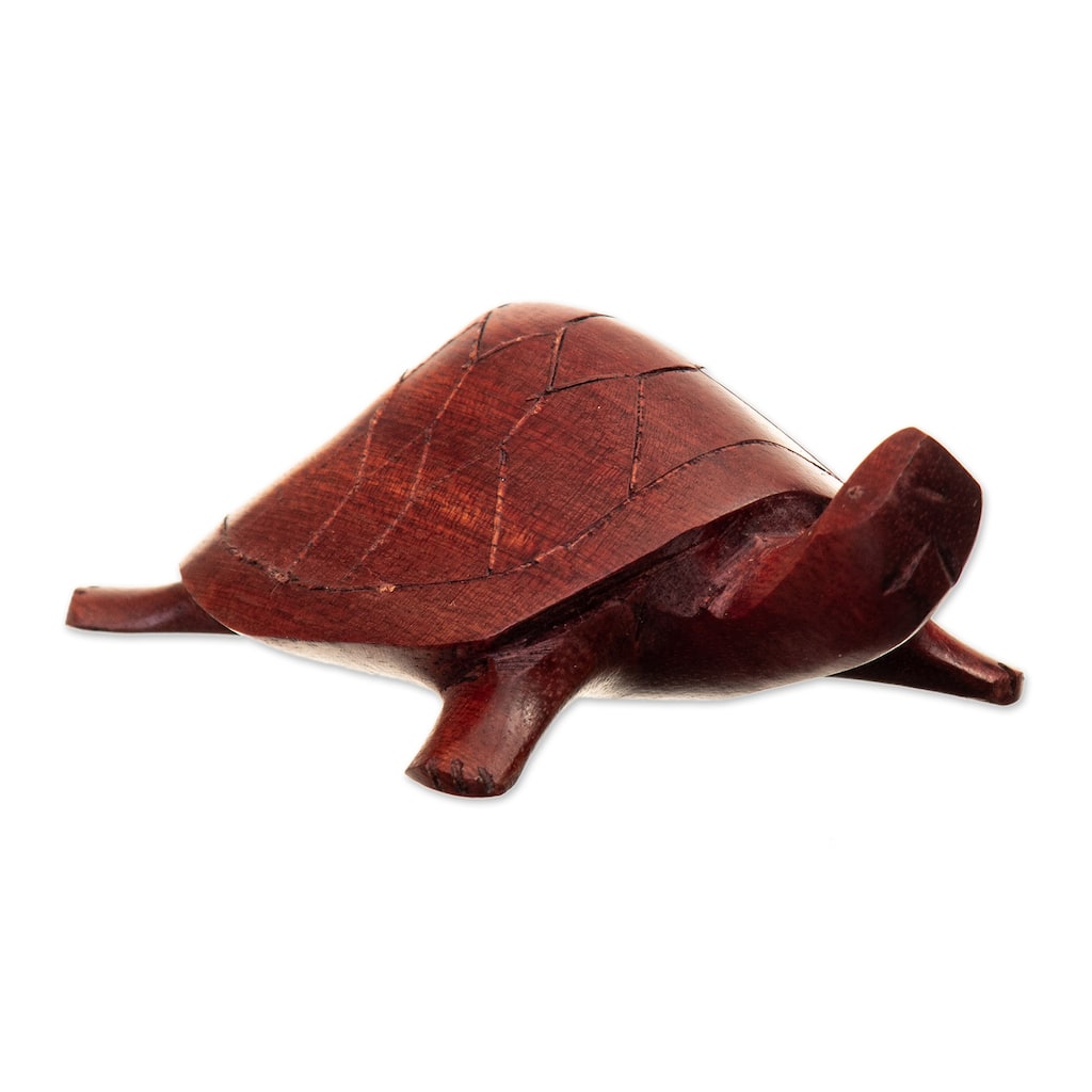 Novica Handmade Arrau Turtle Wood Mini Figurine