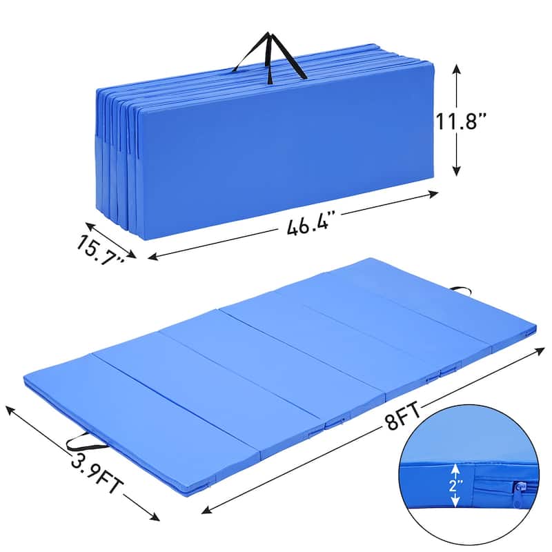 Ainfox Gymnastics Mat 4'x8'x2'' Exercise Mat Gym Mat for Home Aerobics Workout Foldable Tumbling Mat - 8×4ft