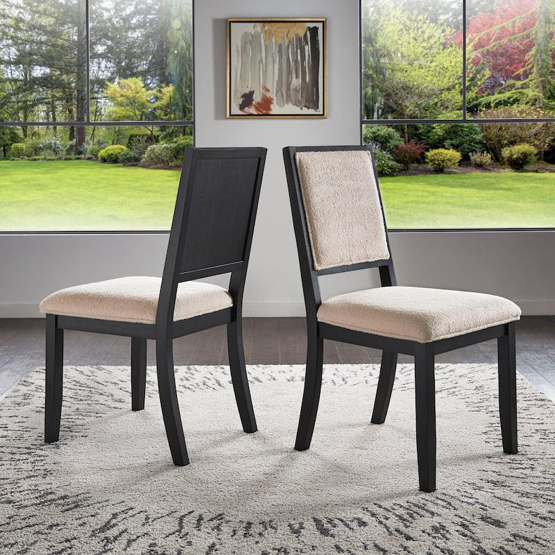 Harstad Wood Finish Cream Boucle Fabric Dining Chair (Set of 2) by iNSPIRE Q Modern