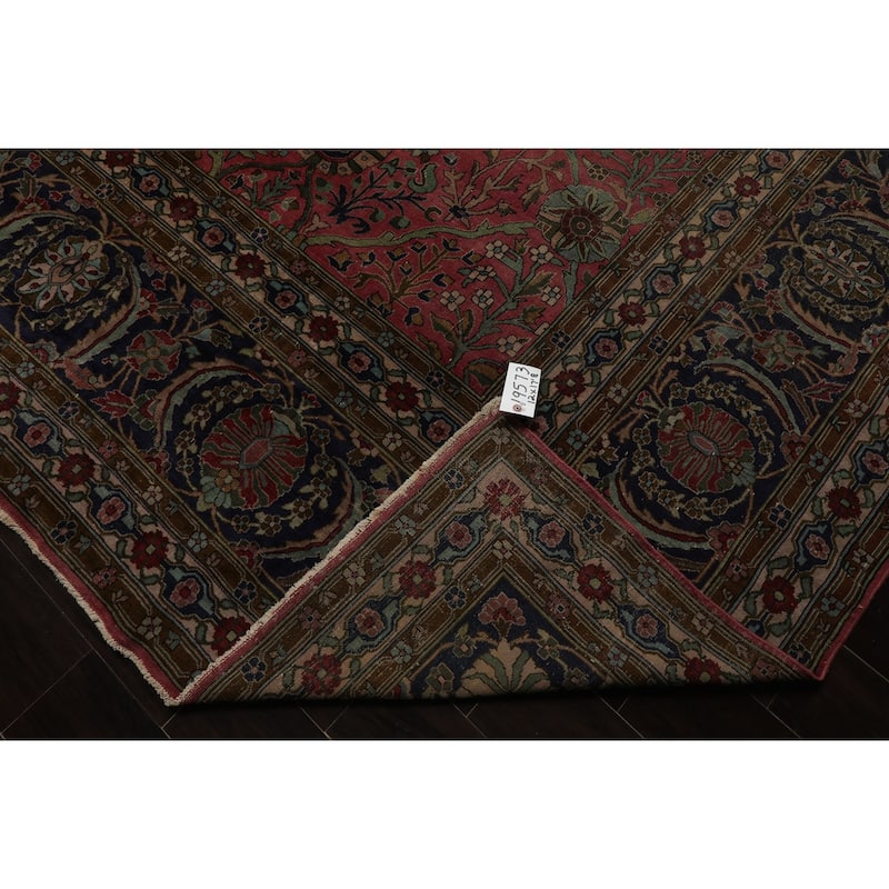 12x17'8'' Hand Knotted Wool Rose 300 KPSI Botanical Antique Sarouk Traditional Rug - 12' x 17' 8''