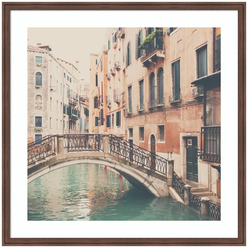 Kate and Laurel Framed Art Wandering The Streets of Venice by Laura Evans - 34x34 - Brown