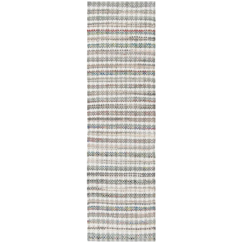 SAFAVIEH Handmade Flatweave Montauk Hermanda Casual Cotton Rug - 2'3" x 8' Runner - Grey/Multi