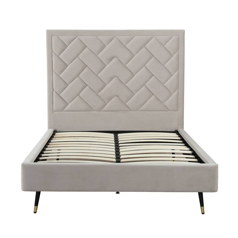 Manhattan Comfort Crosby Modern Velvet Upholstered Bed