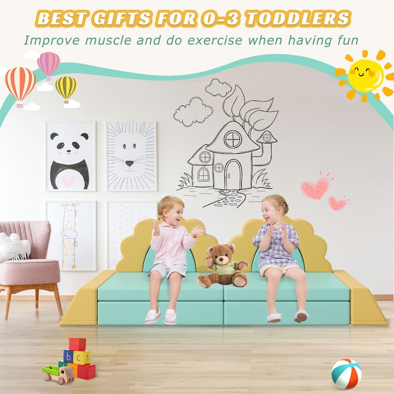 Foam Climbing Blocks Convertible Sofa ,Kids Play Couch, Indoor Climbing Structure for Toddlers, Infant, Kids, Pre-school