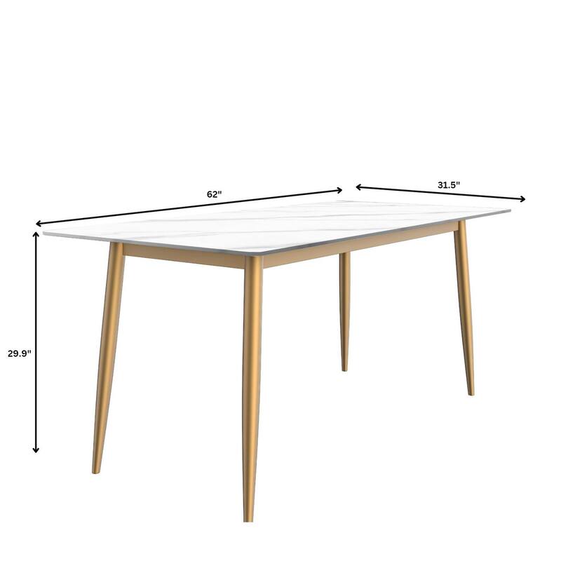 Zayle Dining Table with a 71" Rectangular Top and Gold Steel Base