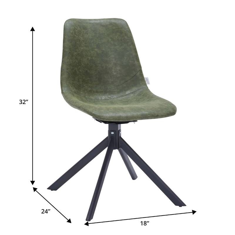 Markley Leather Dining Chair 360 Degree Swivel with Iron legs Modern Accent Side Chair Set of 2