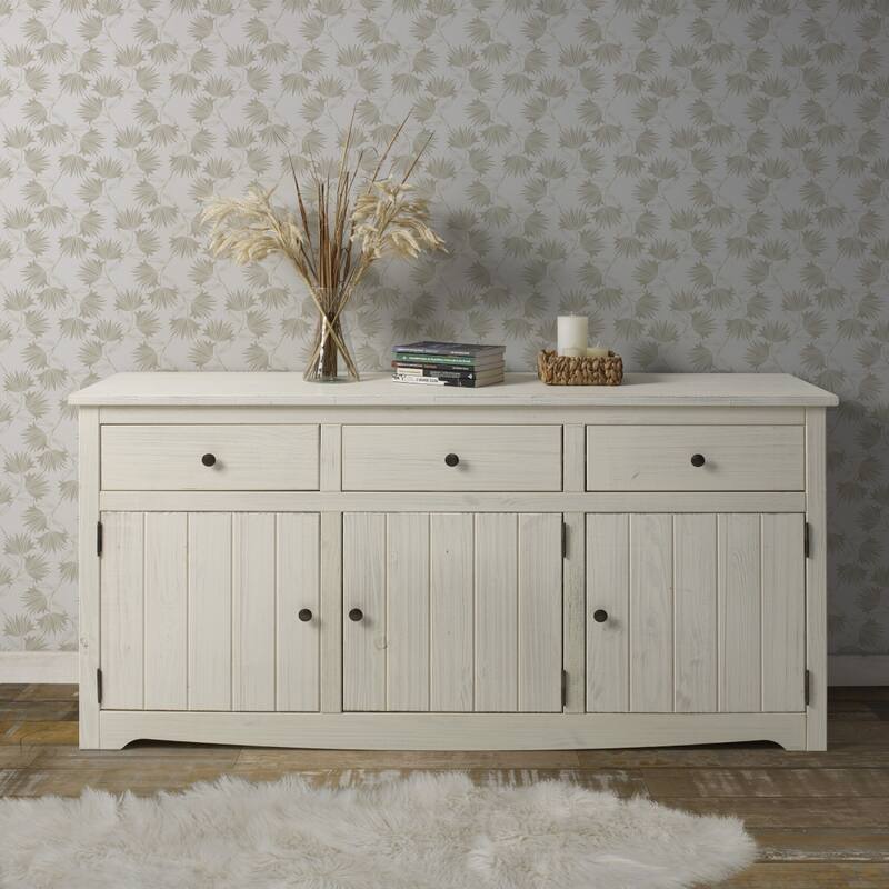 Wood Buffet Sideboard White Distressed | Furniture Dash - N/A