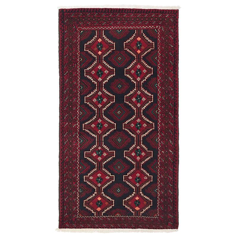 ECARPETGALLERY Hand-knotted Teimani Black, Red Wool Rug - 3'4 x 6'3