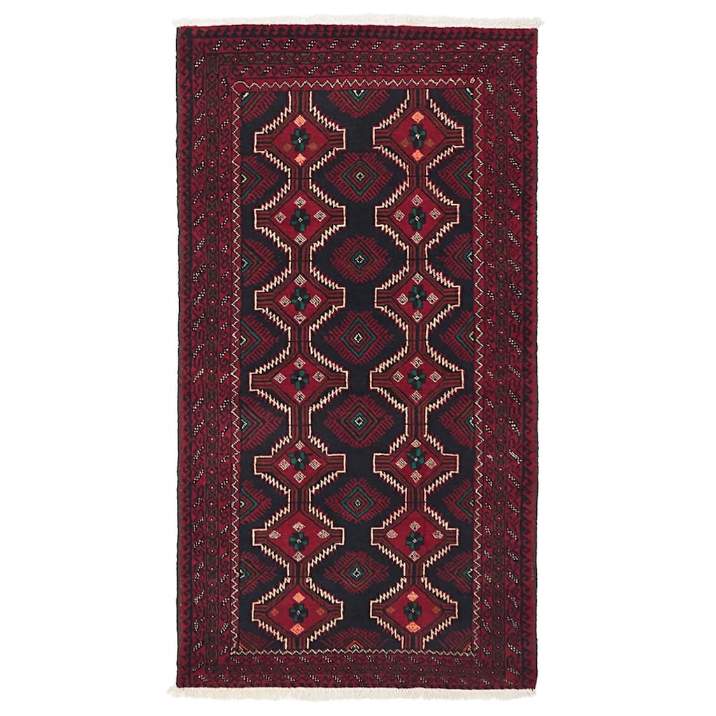 ECARPETGALLERY Hand-knotted Teimani Black, Red Wool Rug - 3'4 x 6'3