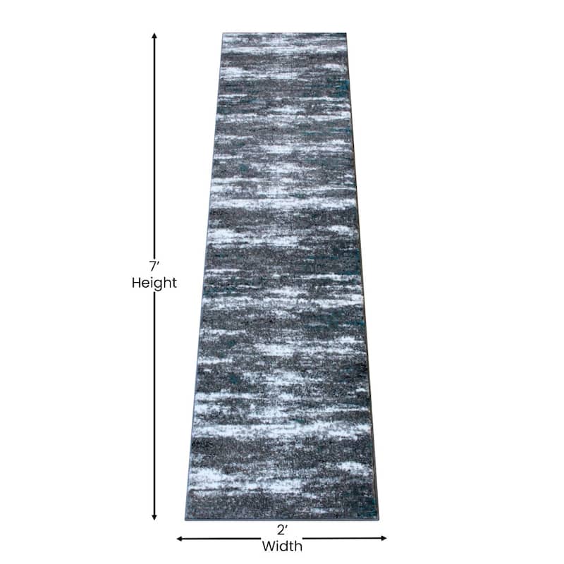 Distressed Motif Indoor Jute Back Olefin Area Rug