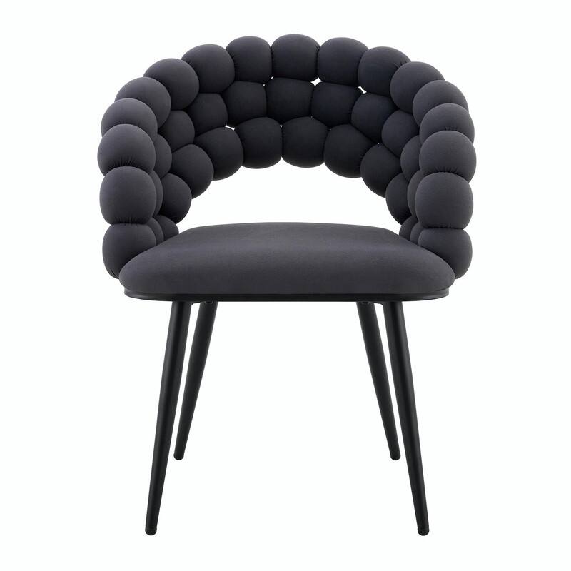 Set of 2 Puffy Bubble Velvet Dining Chairs with Ball Chain Design