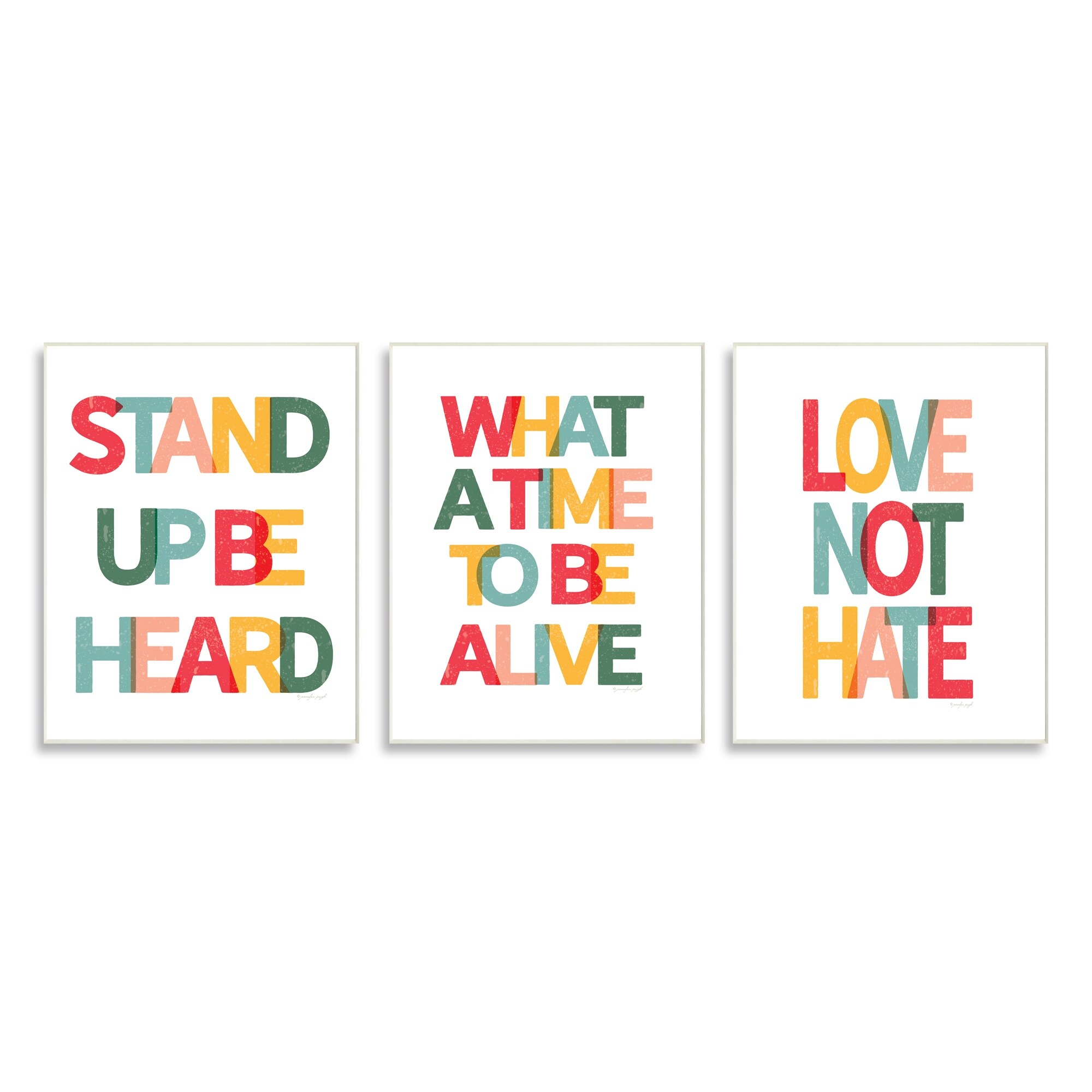 Stupell Industries Love Not Hate Inspirational Quotes Rainbow Text Wood Wall Art 3pc Each 10 X 15 Multi Color Overstock