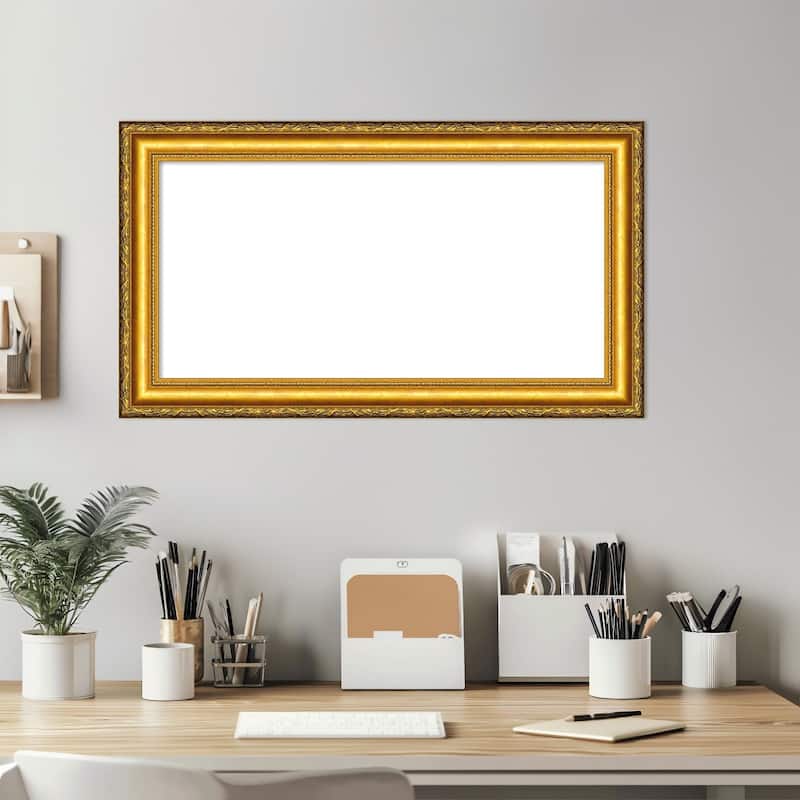 Amanti Art Colonial Embossed Gold Framed Dry Erase Magnetic Board