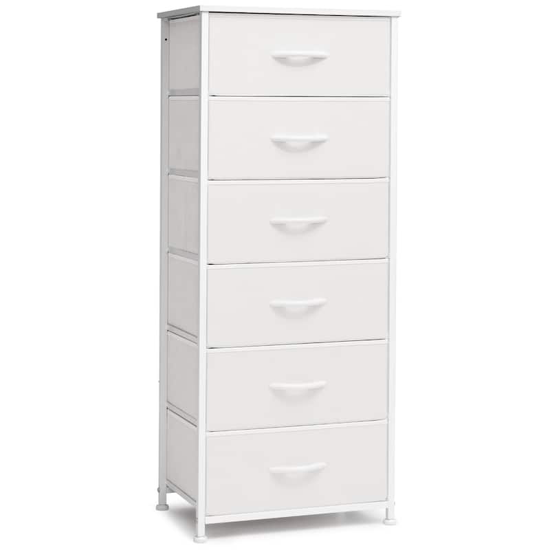 Crestlive Products 6 Drawers Vertical Dresser Storage Tower with Wood Top - White - 6-drawer