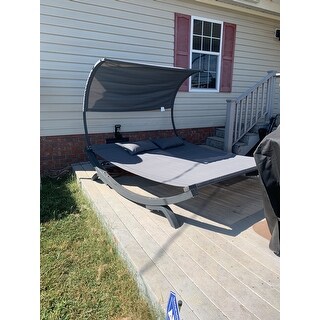 Marrakech Outdoor Wood Sunbed with Canopy by Christopher Knight Home