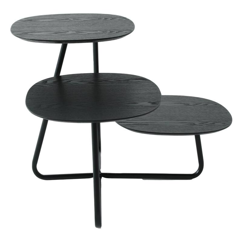 Hazelton Modern Multi Shelves Side Table MDF Wood Tabletop and Stanless Steel Frame Accent End Tables