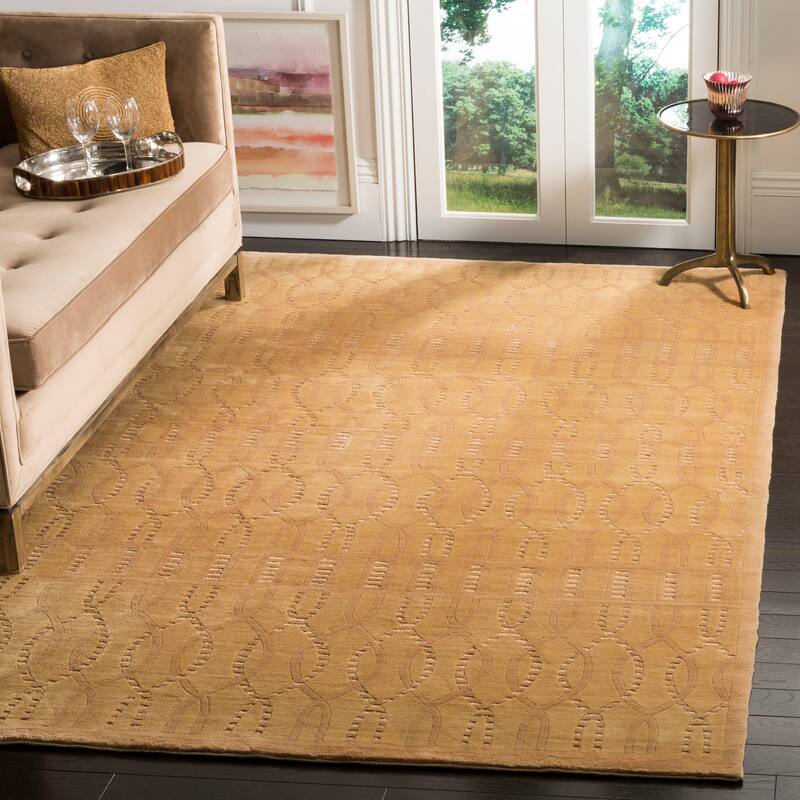 SAFAVIEH Couture Hand-knotted Tibetan Pina Modern Wool Rug - 6' x 9' - Camel - Rectangle