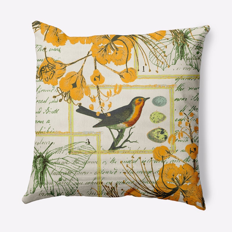 Singing Bird Decorative Throw Pillow - Mango - 26" x 26"