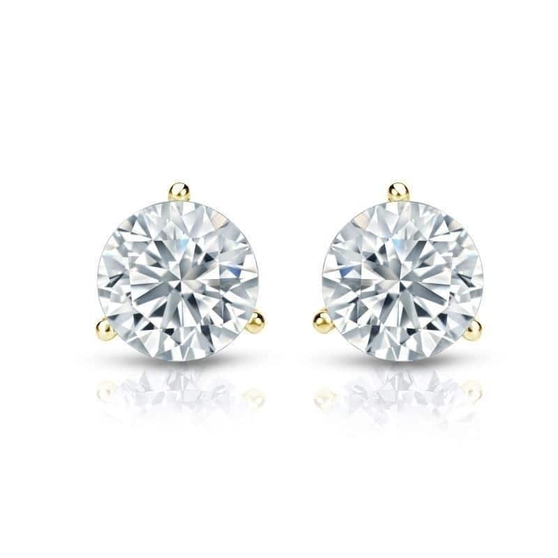 Auriya 1 3/4ctw 3 Prong Martini Set Round Diamond Stud Earrings 18kt Gold GIA Certified
