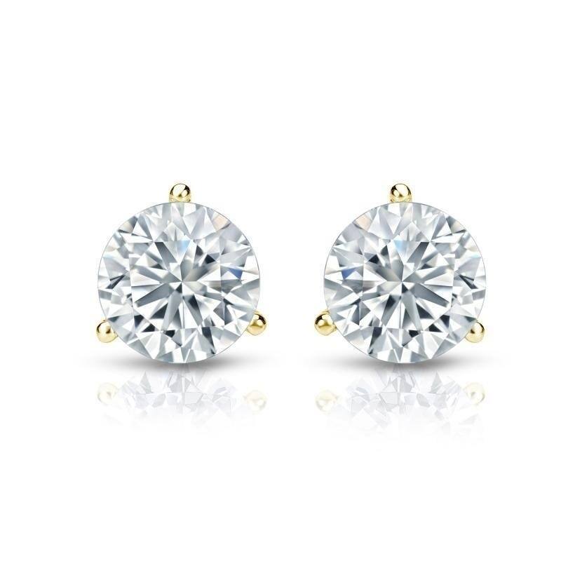 Auriya 2ctw 3 Prong Martini Set Round Diamond Stud Earrings 18kt Gold GIA Certified