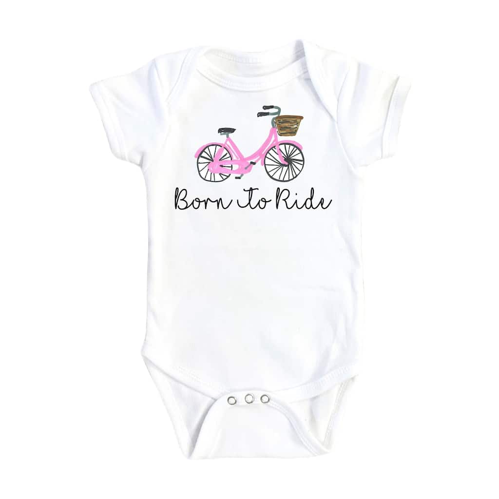 Bicycle Born Pink - Baby Boy Girl Clothes Infant Bodysuit Funny Cute Newborn