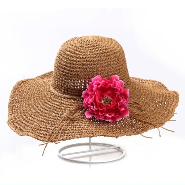 Fashion Women/'s Wide Large Brim Floppy Straw Cap Summer Beach Sun Hat Big Bow
