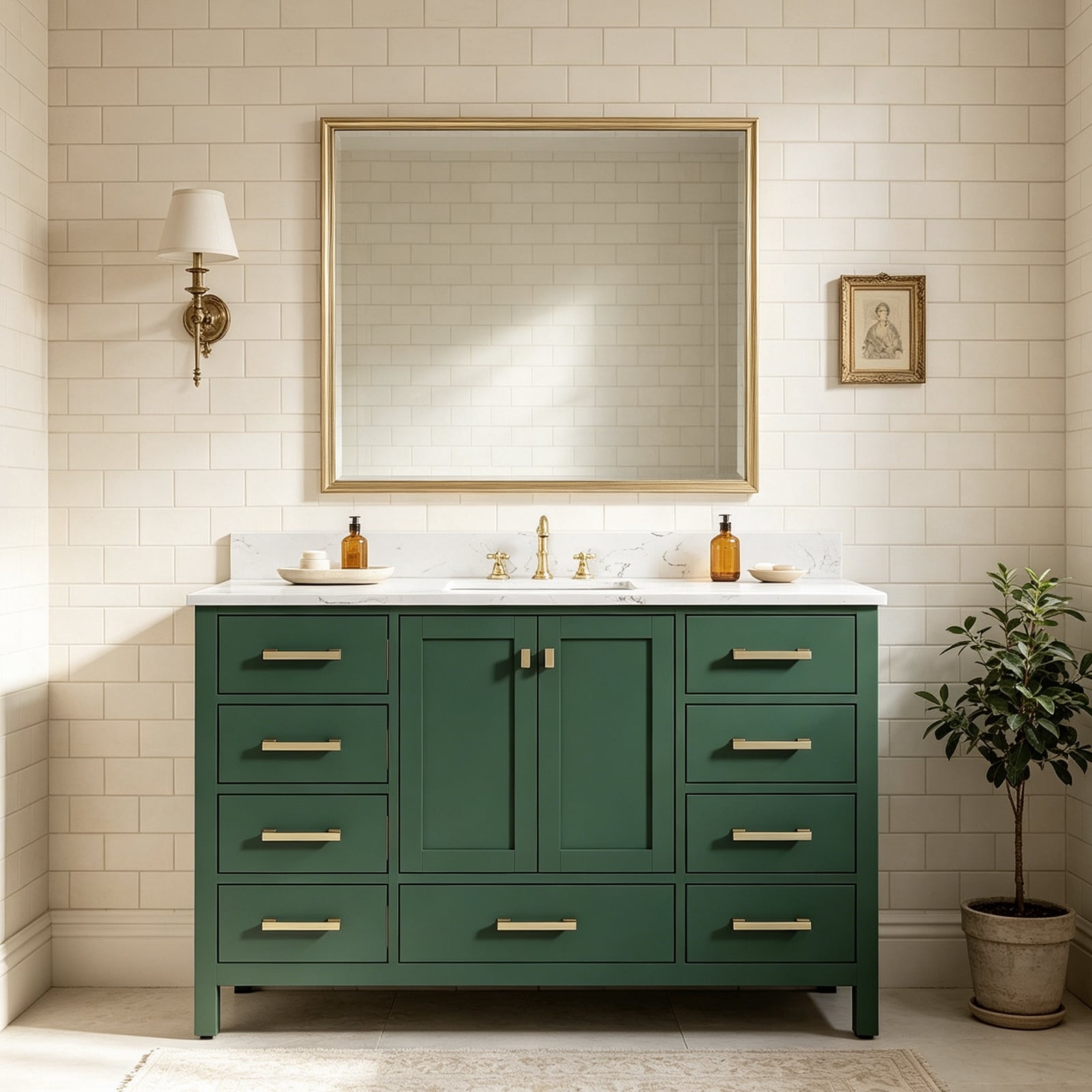 Serora 42 in. 48 in. 54 in. Sage Green Bathroom Vanity with Top