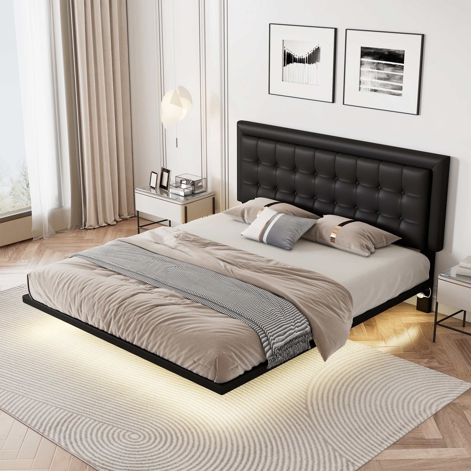Black floating bed shop frame