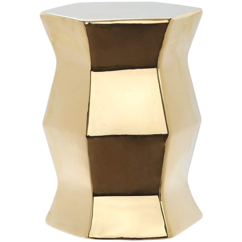 SAFAVIEH Irena Modern White Hexagon Ceramic Decorative Garden Stool