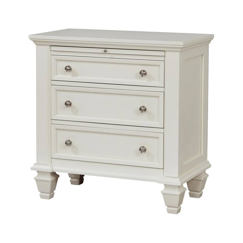 Cream White 3-drawer Nightstand with Pull Out Tray，Suitable for bedrooms,living rooms,apartments