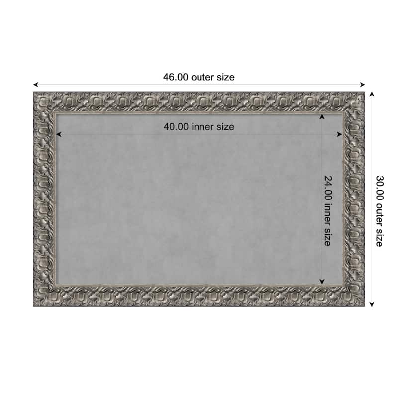Amanti Art Silver Luxor Framed Magnetic Board - Board Size 40x24