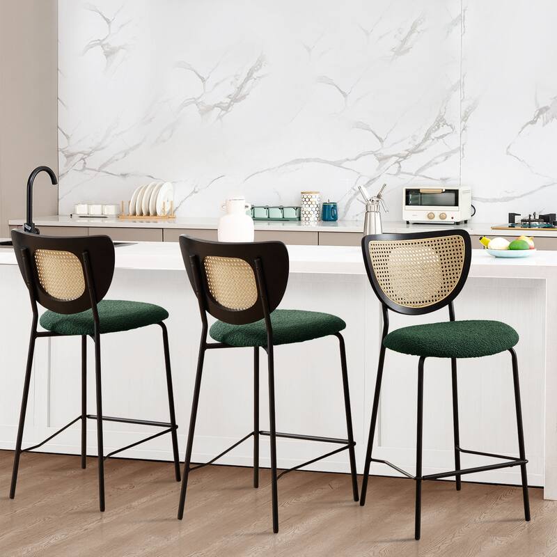 26" Rattan Counter Height Bar Stools Set of 2/3/4 - 37.8"H x 17.7"W x 21.7"D