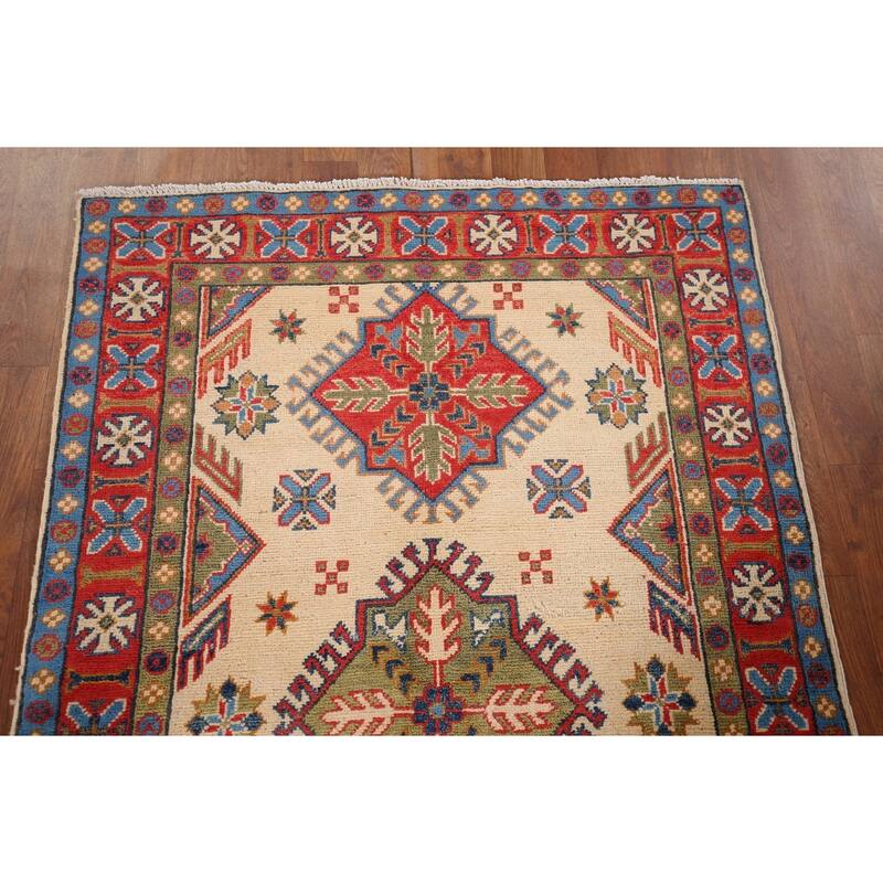 Handmade Kazak Oriental Accent Rug Handmade Wool Carpet - 3'2" x 5'1"