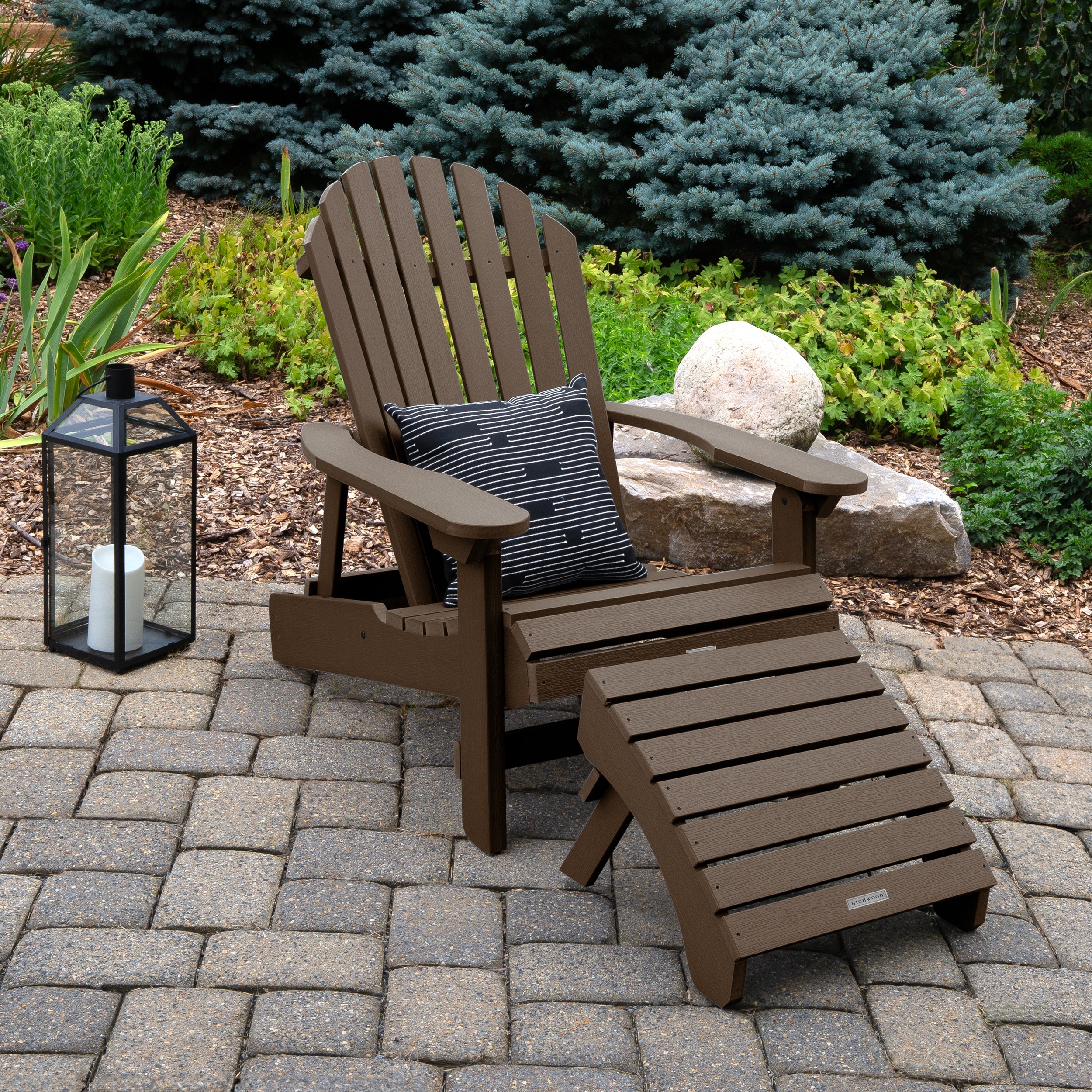 HIGHWOOD Folding and Reclining Adirondack Chair with Folding Ottoman