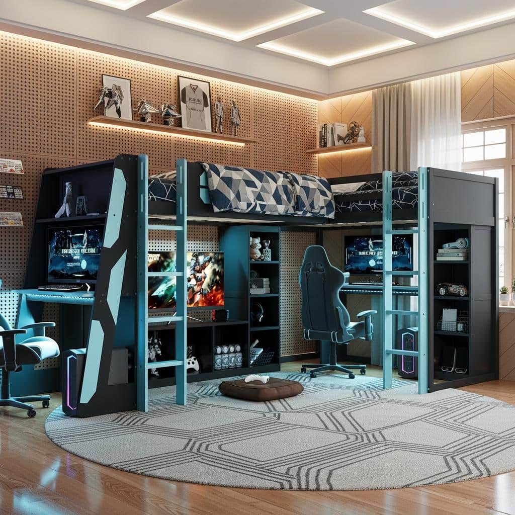 Ultimate L-Shaped Twin Loft Gaming Bed by Harper&Bright Designs