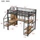 preview thumbnail 6 of 34, Full Size Metal Loft Bed with Small Wardrobe, L-shaped Built-in Desk, Storage Shelves & Storage Staircase, No Box Spring Needed