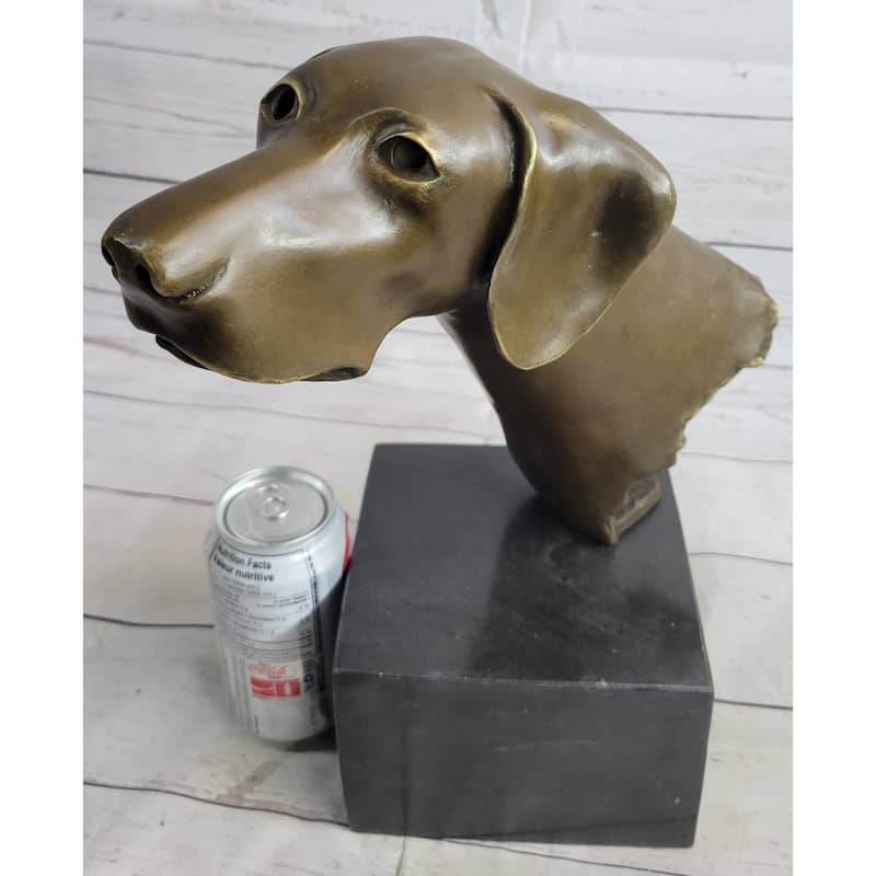 Weimaraner Vizsla Imitative Dog Bronze Bust Sculpture Statue Home Decor Figurine On Marble Base