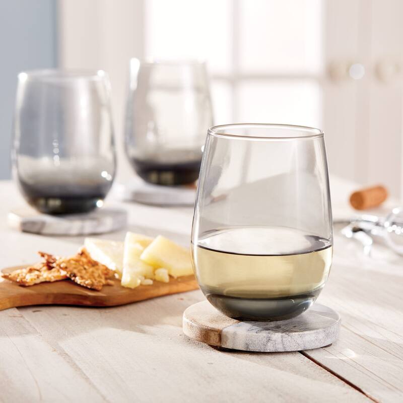 Libbey Classic Smoke All-Purpose Stemless Wine Glasses, 15.25-ounce, Set of 6 - Set of 6 - Set of 6