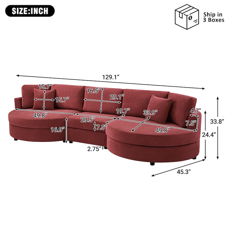 Christopher Knight Home - Xanthippe 3 Seater Upholstered Curved Design Sofa with Throw Pillow