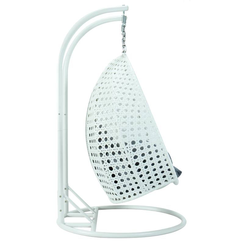 Egg-Shaped Swing Chair with Stand 2-Person Outdoor Patio Swing - Iron Frame & All-Weather Washable Cushions