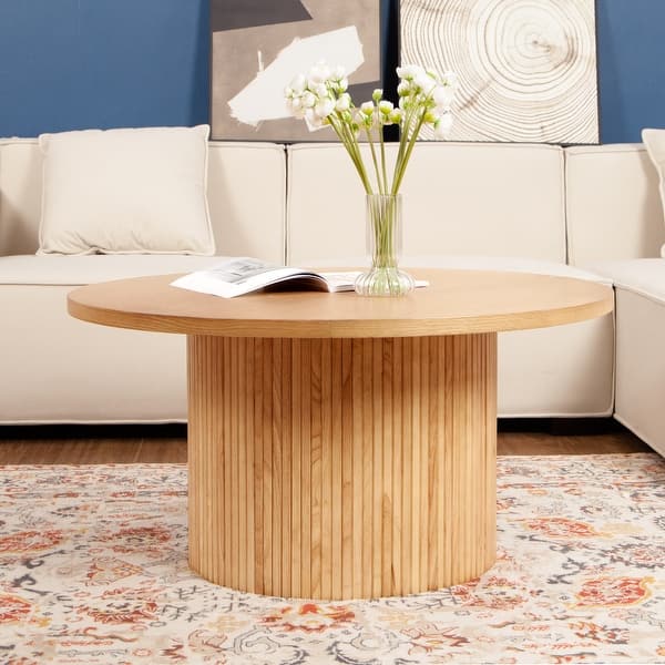 Pedestal Wood Round Coffee Table - Bed Bath & Beyond - 37284233